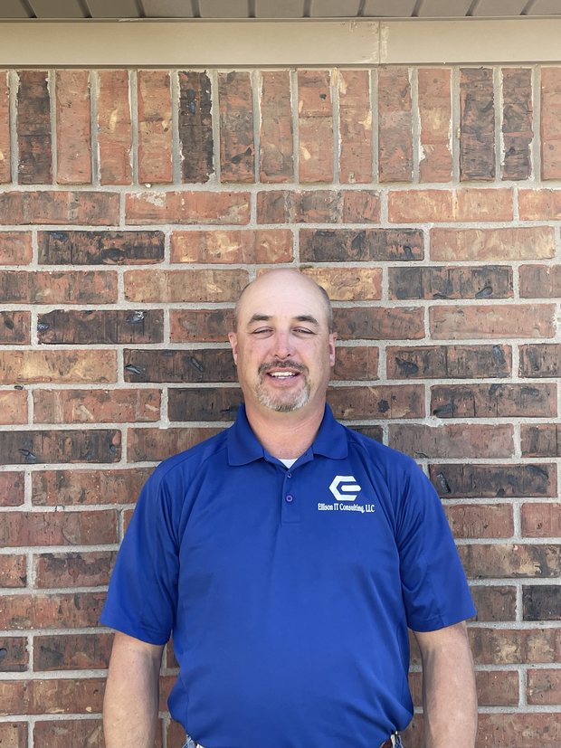 Kyle Ellison outside his office, Ellison IT Consulting, Bushland Texas